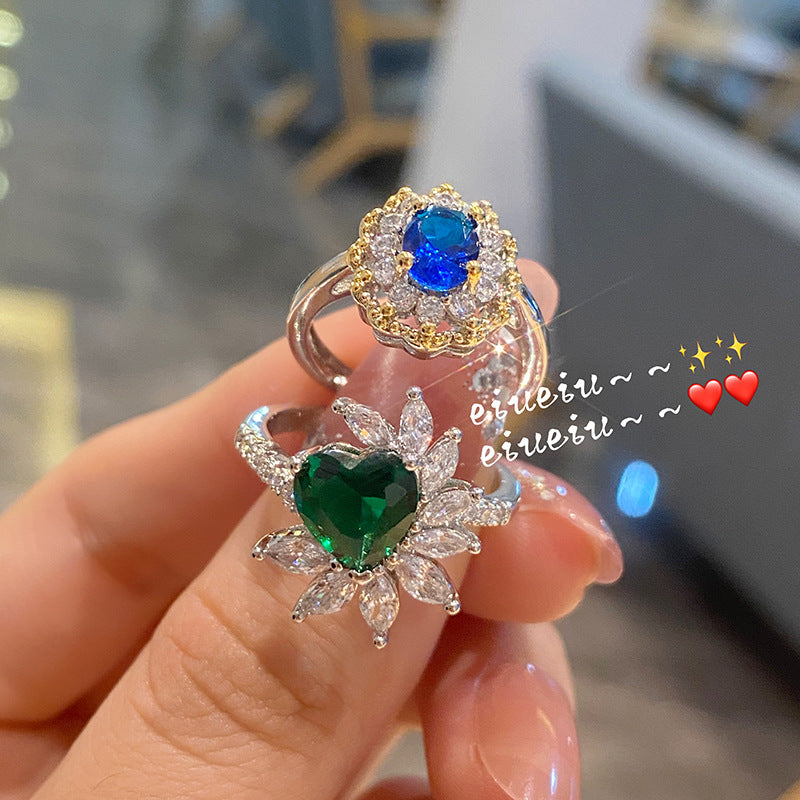 Diamond Female Niche Design Dark Green Rings