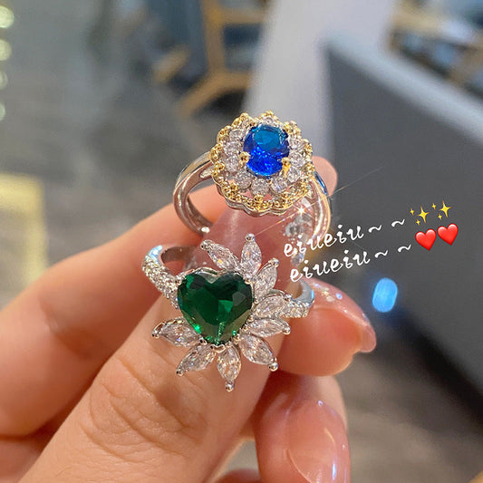 Diamond Female Niche Design Dark Green Rings