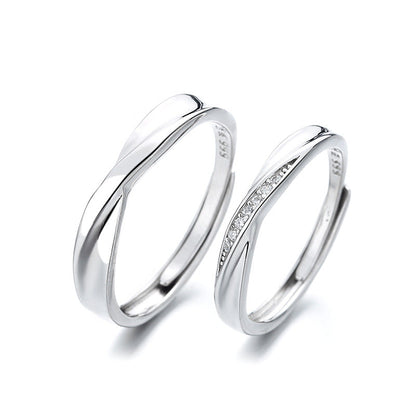 Sier Mobius Couple Open Personalized Simple Rings