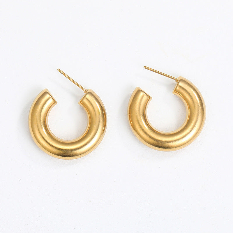 Steel Creative Geometric Letters Shaped Gold Earrings