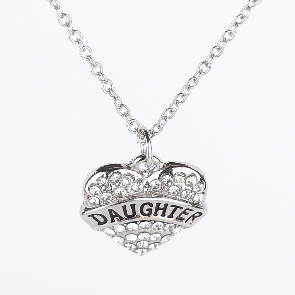 Simple Letter Family Member Full Diamond Necklaces