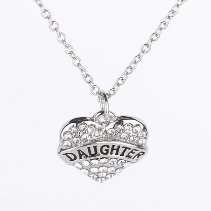 Simple Letter Family Member Full Diamond Necklaces