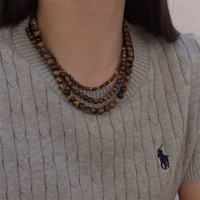 Women's Tigereye Beaded Niche Retro High Sense Necklaces