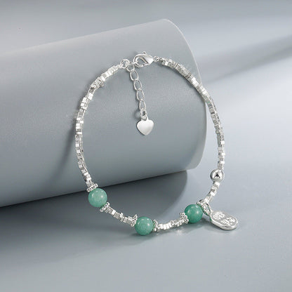 Rich Sier Square Chalcedony Lucky Fortune Bracelets