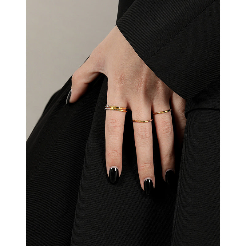 Korean Style Simple Lines Personalized Color Rings