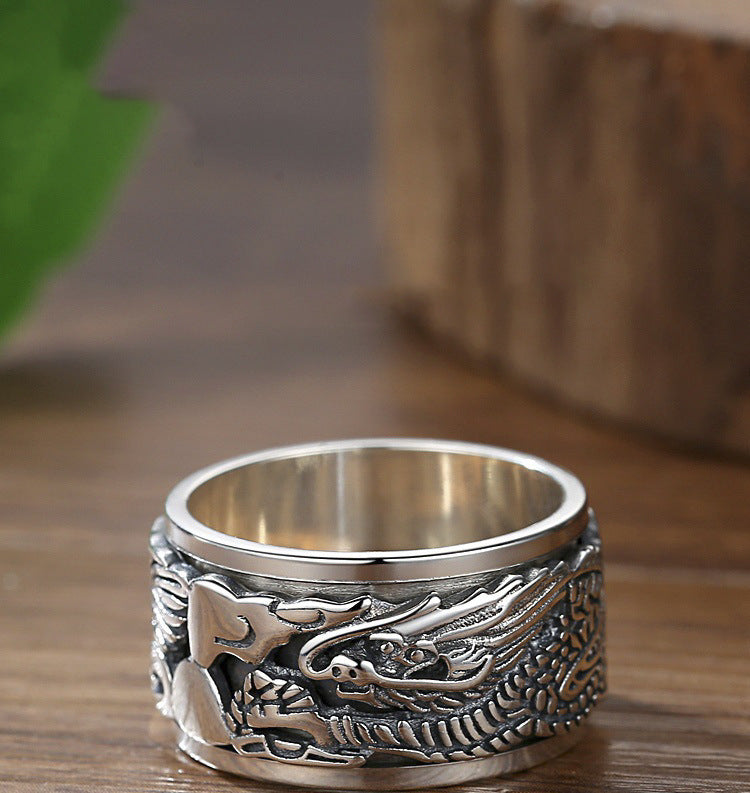 Men's Rotating Retro Personality Wide Face Domineering Rings