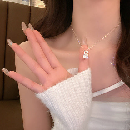 Women's Micro Inlay Rabbit Ear Long Spring Necklaces