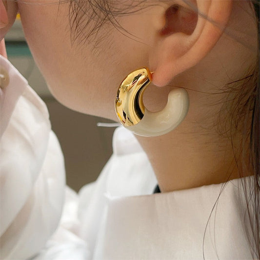 Needle French Retro Metal Shaped Drip Glazed Enamel Earrings