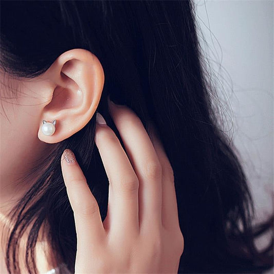 Style Sterling Sier Cute Kitten Ear Fashion Rings