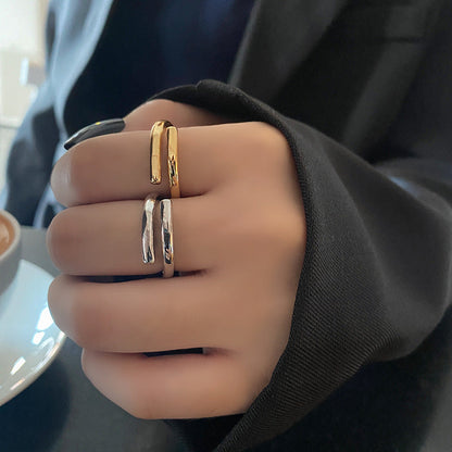 Women's French Style High-grade Metal Texture Cold Rings