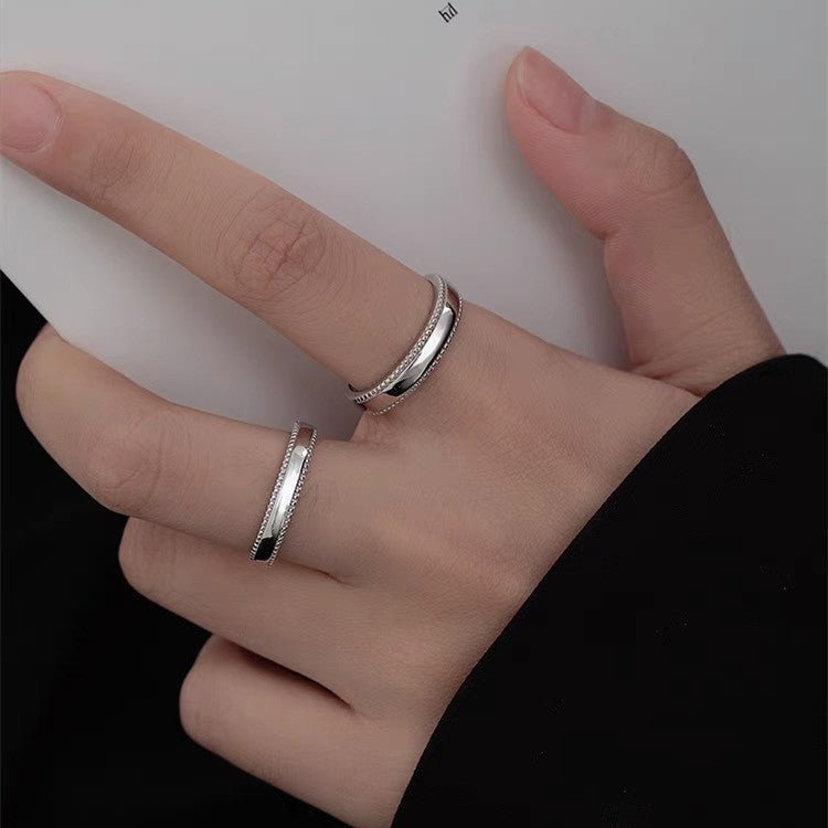 Women's & Men's & Sterling Sier Bilateral Dot Couple Design Simple Rings