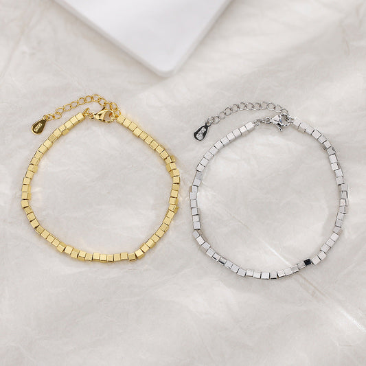 Personalized Square Tube Geometric Fashion Broken Sier Couple Korean Bracelets