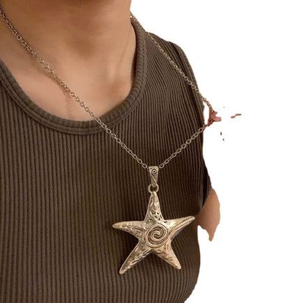 Sweet Cool Star Five-pointed Pendant Exaggerated Necklaces