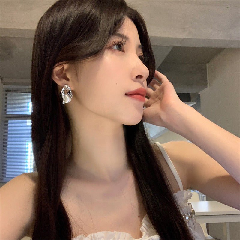 Women's Sense Irregular Lava Pearl Ear Light Luxury High-grade Mori Earrings