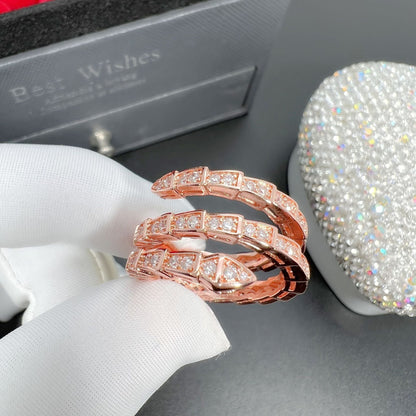 Snake-shaped Full Diamond Snake Three-circle Elastic Head Rings