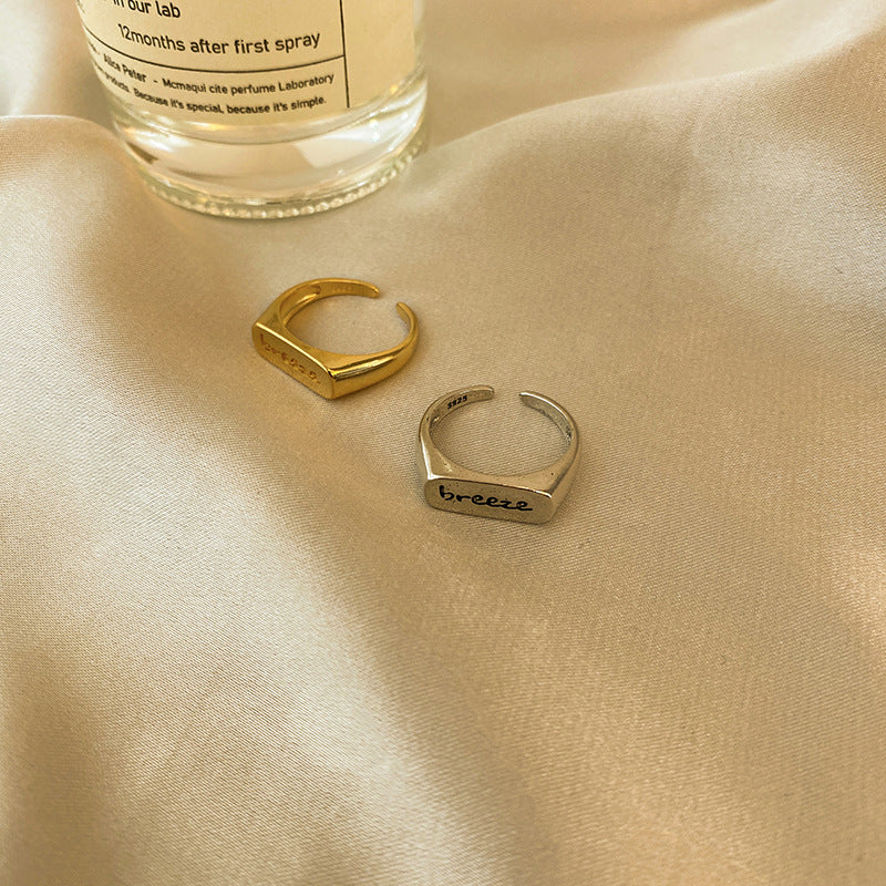 Vintage Thai Sier Letters Adjustable Opening Rings