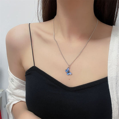 Women's Colorful Fantasy Oil Dripping Butterfly Pendant Necklaces