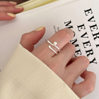 Square Female Simple Cold Style Twin Sier Opening Niche Rings