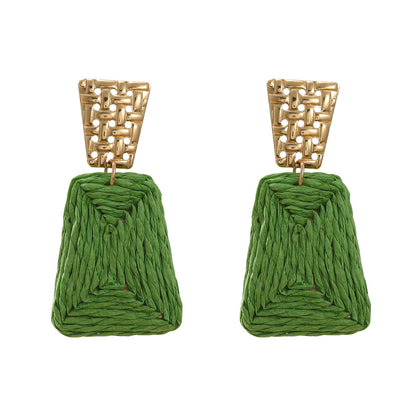Women's Raffia Fashionable Trapezoidal Alloy Party Earrings