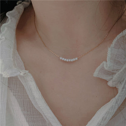 Gold-plated Pearl Embossed Rose Adjustable Clavicle Necklaces