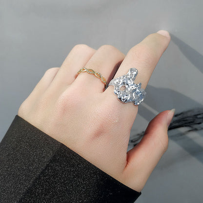 Women's & Men's Irregular Liquid Cold Wind High-grade Dark Rings