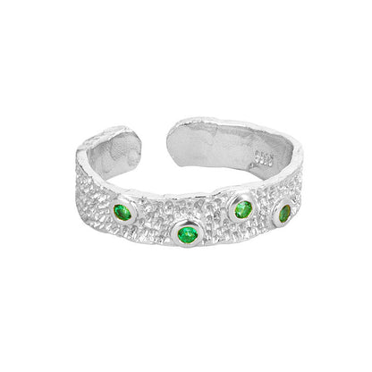 Women's Niche Design Texture Irregular Surface Green Rings