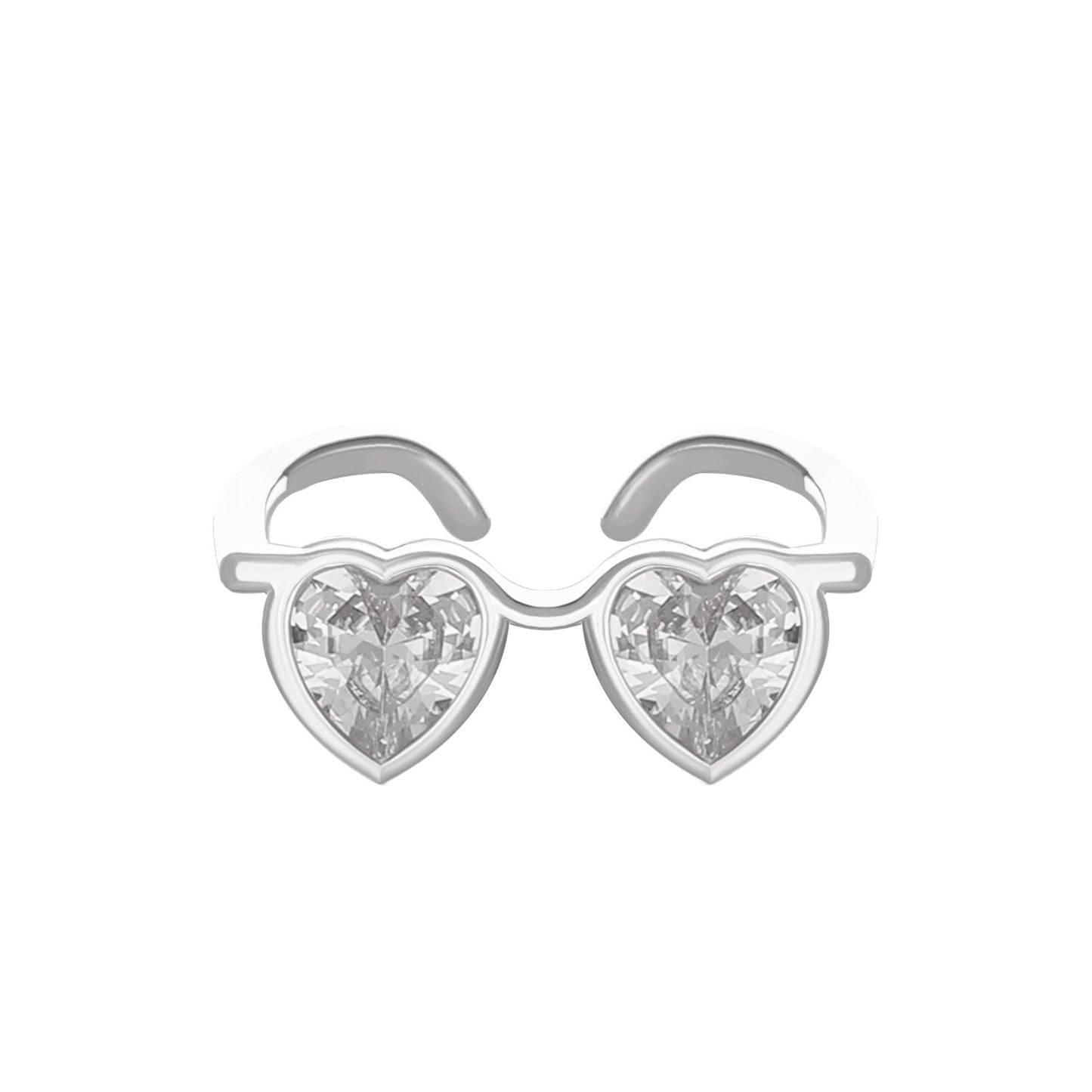 Pink Heart-shaped Glasses Fashion Creative Design Rings