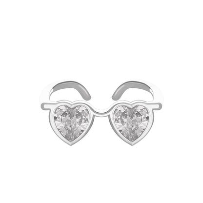 Pink Heart-shaped Glasses Fashion Creative Design Rings
