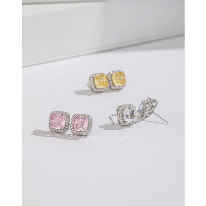 Women's Carbon Diamond Square For Niche Temperament Ice Earrings
