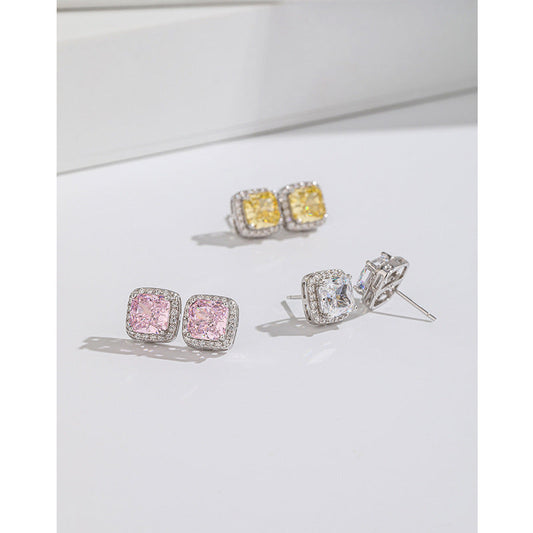 Women's Carbon Diamond Square For Niche Temperament Ice Earrings