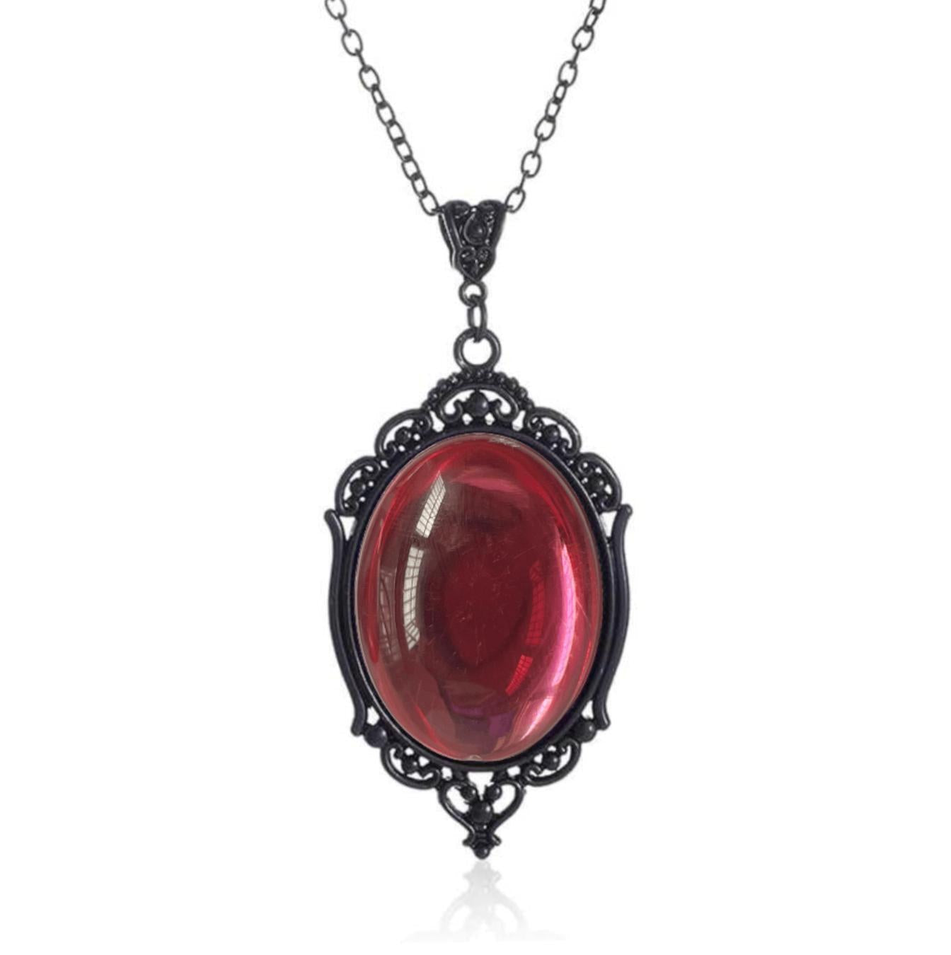 Quartz Crystal Embossed Pendant Satan Demon Necklaces