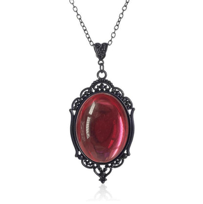 Quartz Crystal Embossed Pendant Satan Demon Necklaces