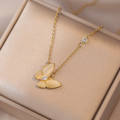 Women's Shell Butterfly Gold-plated Micro Inlaid Zircon Necklaces