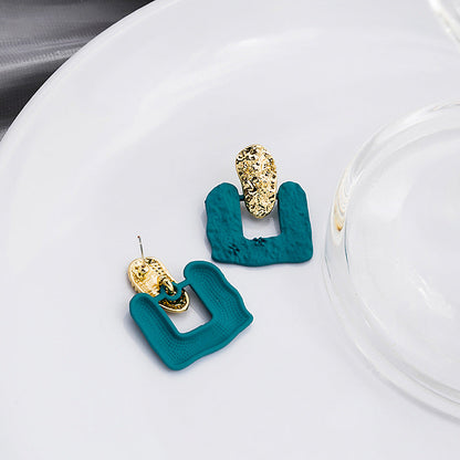 Sier Needle Elegant Graceful Contrast Color Earrings