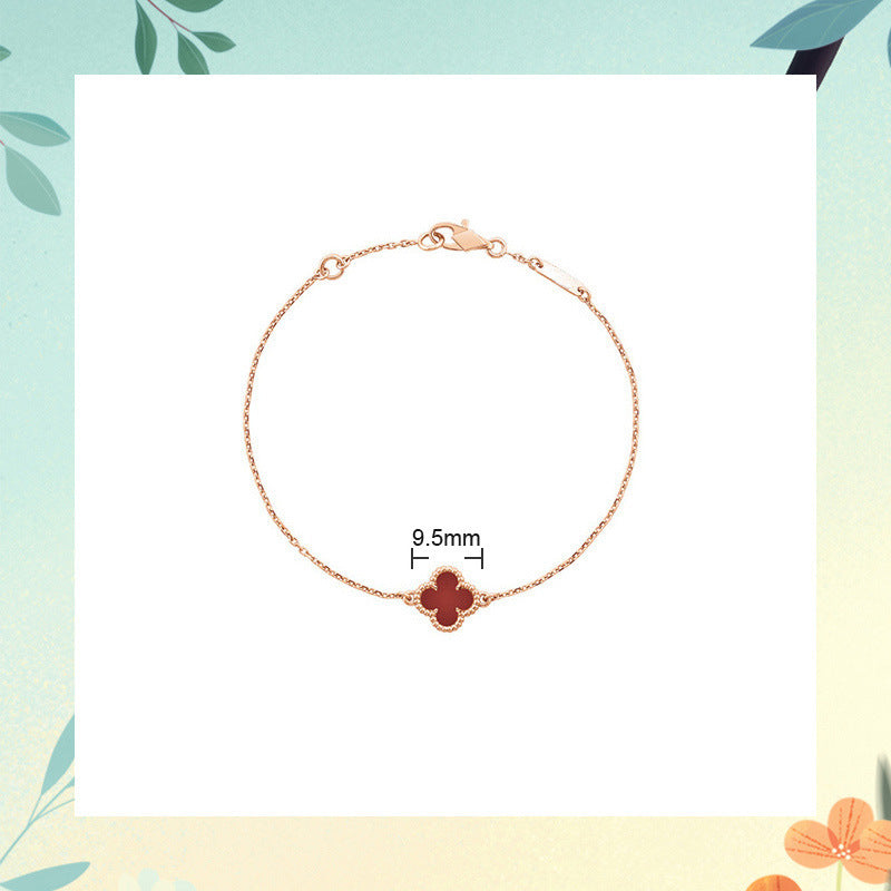 Red Agate Clover Female Pork Belly White Shell Bracelets