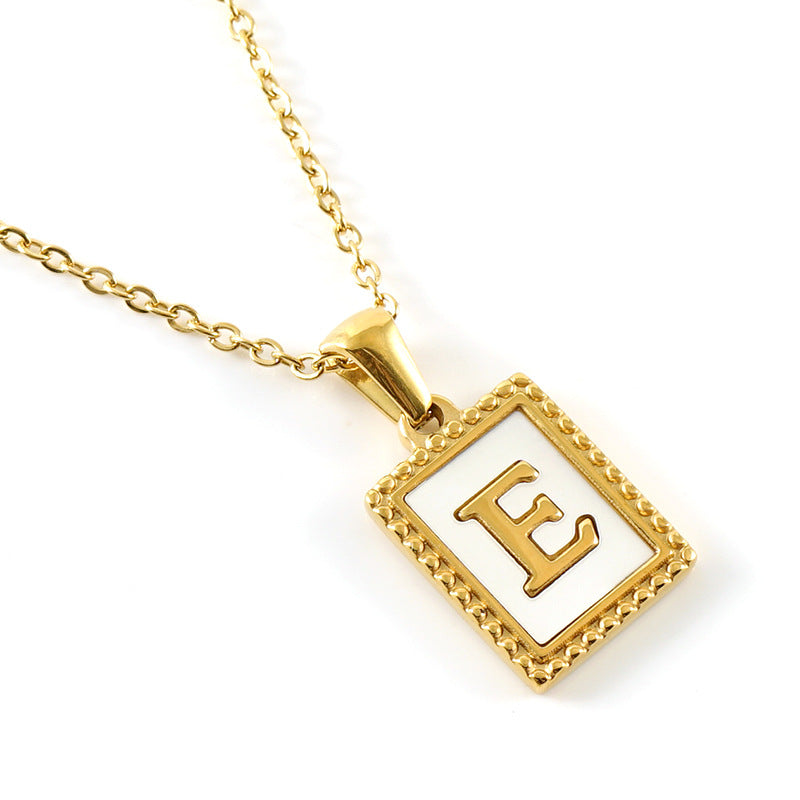 Gold Stainless Steel Shell Letter Female Titanium Pendant Necklaces