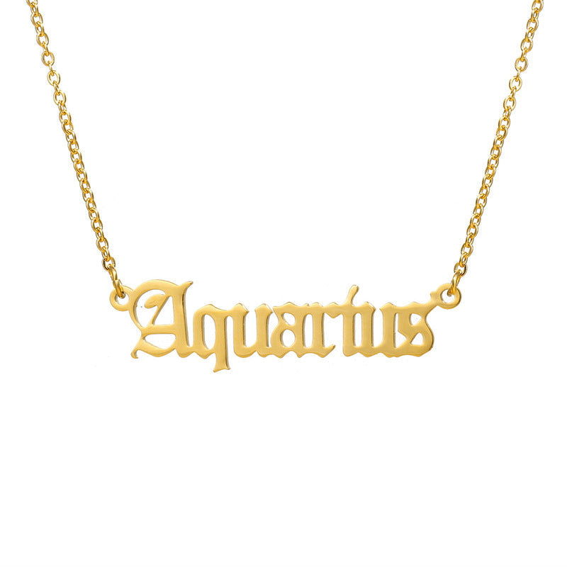 Women's Titanium Steel Ancient English Constellation Simple Necklaces