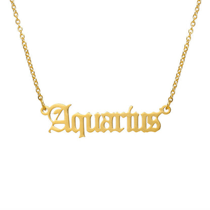 Women's Titanium Steel Ancient English Constellation Simple Necklaces