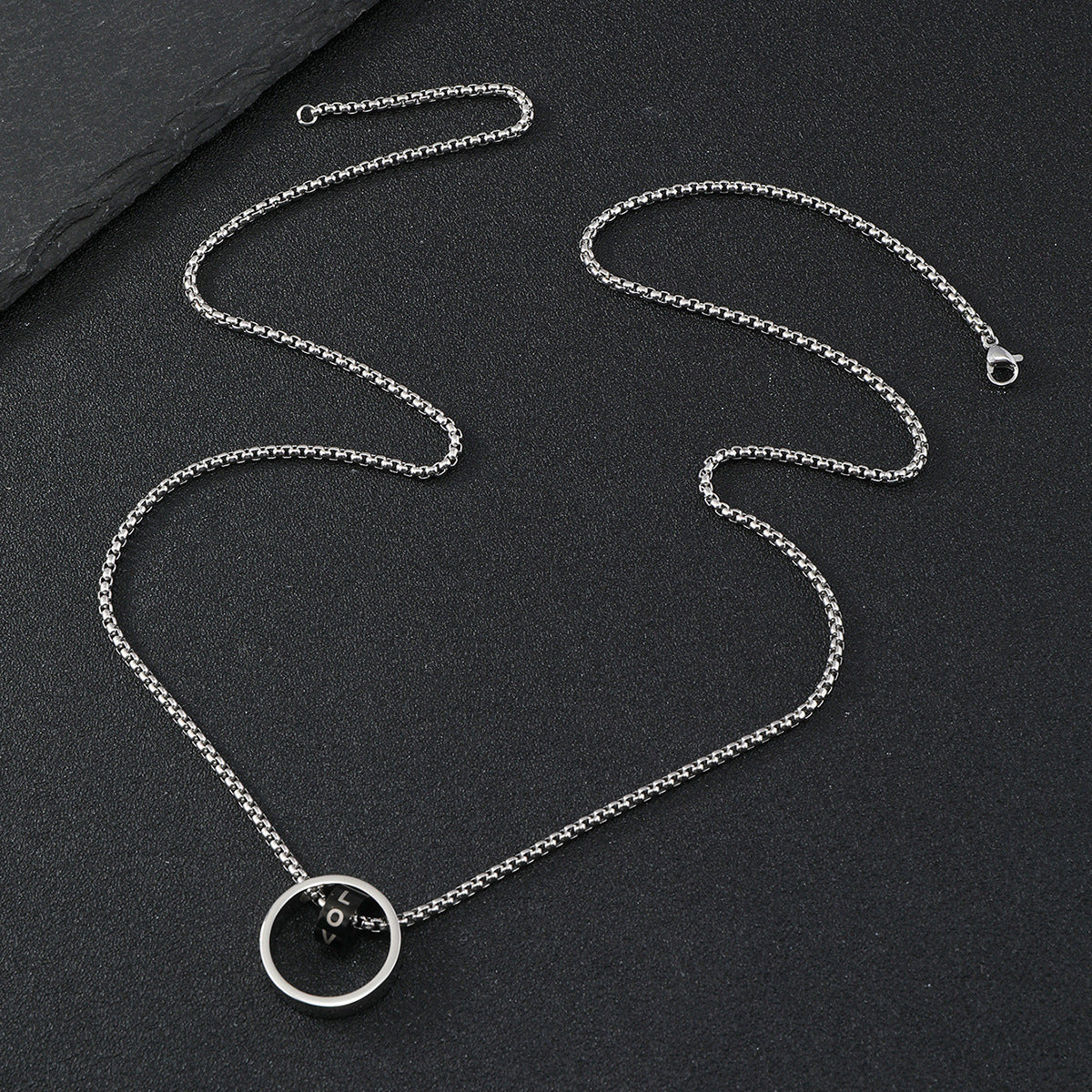 Men's Titanium Steel Pendant Black Carved Stainless Necklaces