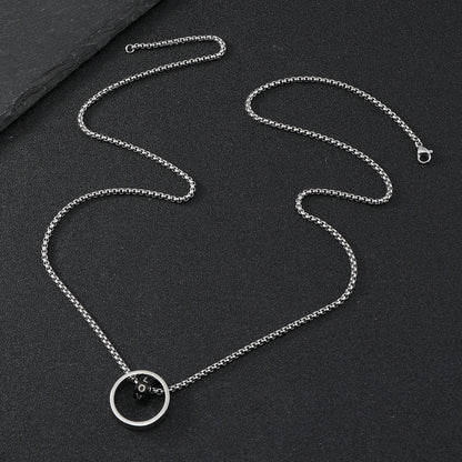 Men's Titanium Steel Pendant Black Carved Stainless Necklaces