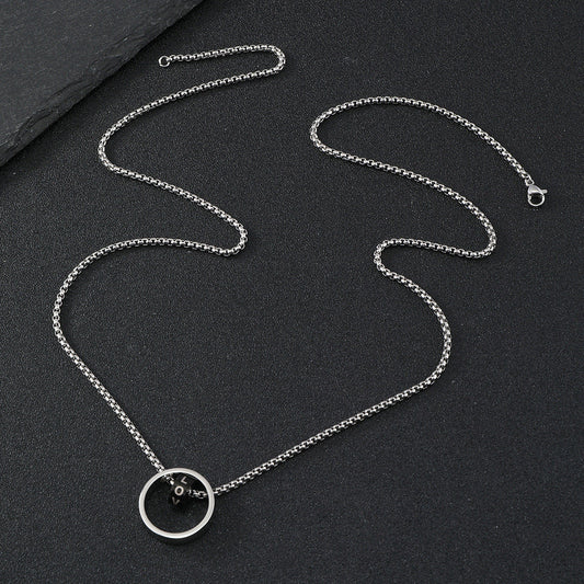 Men's Titanium Steel Pendant Black Carved Stainless Necklaces