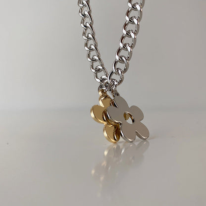 Contrast Color Flower Female Personality Graceful Fashion Clavicle Necklaces