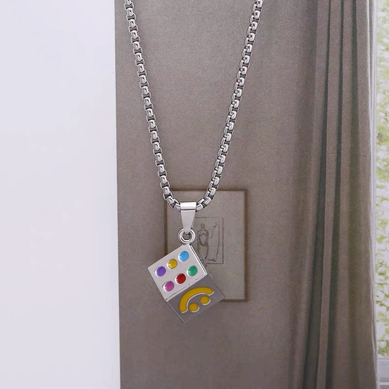 Women's & Men's & Lucky Smiley Face Dice Pendant Necklaces