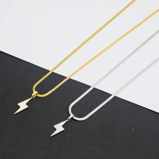 White Shell Lightning Pendant Snake Bones Necklaces