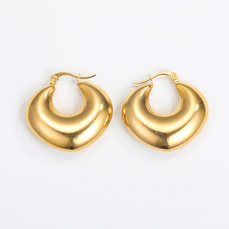 Steel Creative Geometric Letters Shaped Gold Earrings
