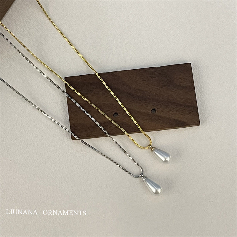 Women's Cold Style Water Drop Pendant Temperament Wild Niche Gold Necklaces