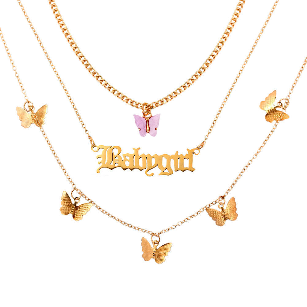 Jewelry Fashion Butterfly Tassel Creative Metal Necklaces