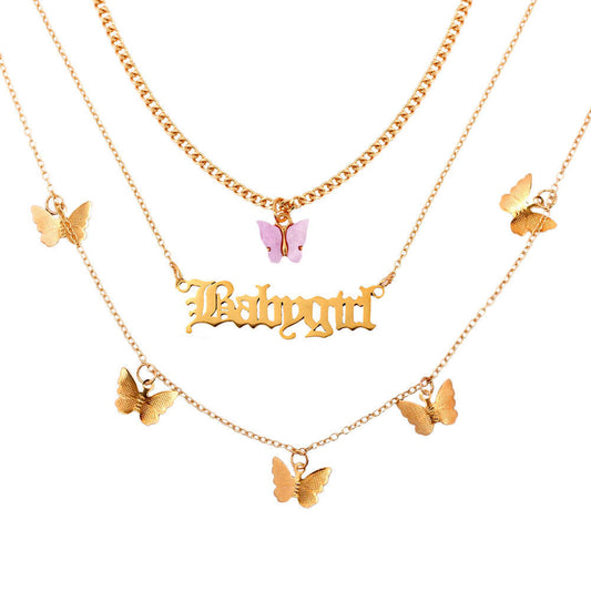 Jewelry Fashion Butterfly Tassel Creative Metal Necklaces