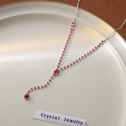 Women's Korean Style Simple Geometric Round Zircon Pendant Niche Necklaces