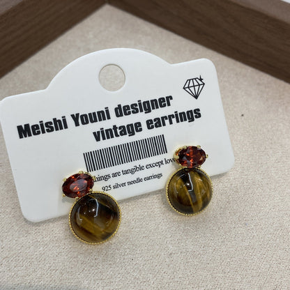 Color Tigereye Advanced Simple Amber Delicate Earrings